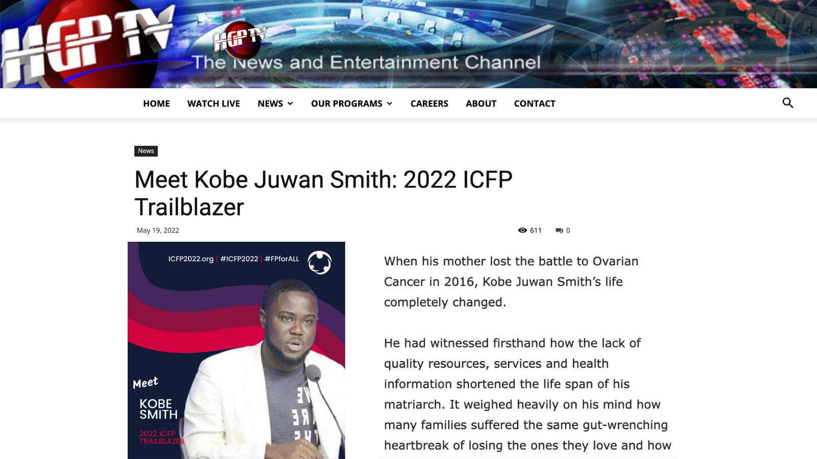 Meet Kobe Juwan Smith: 2022 ICFP Trailblazer