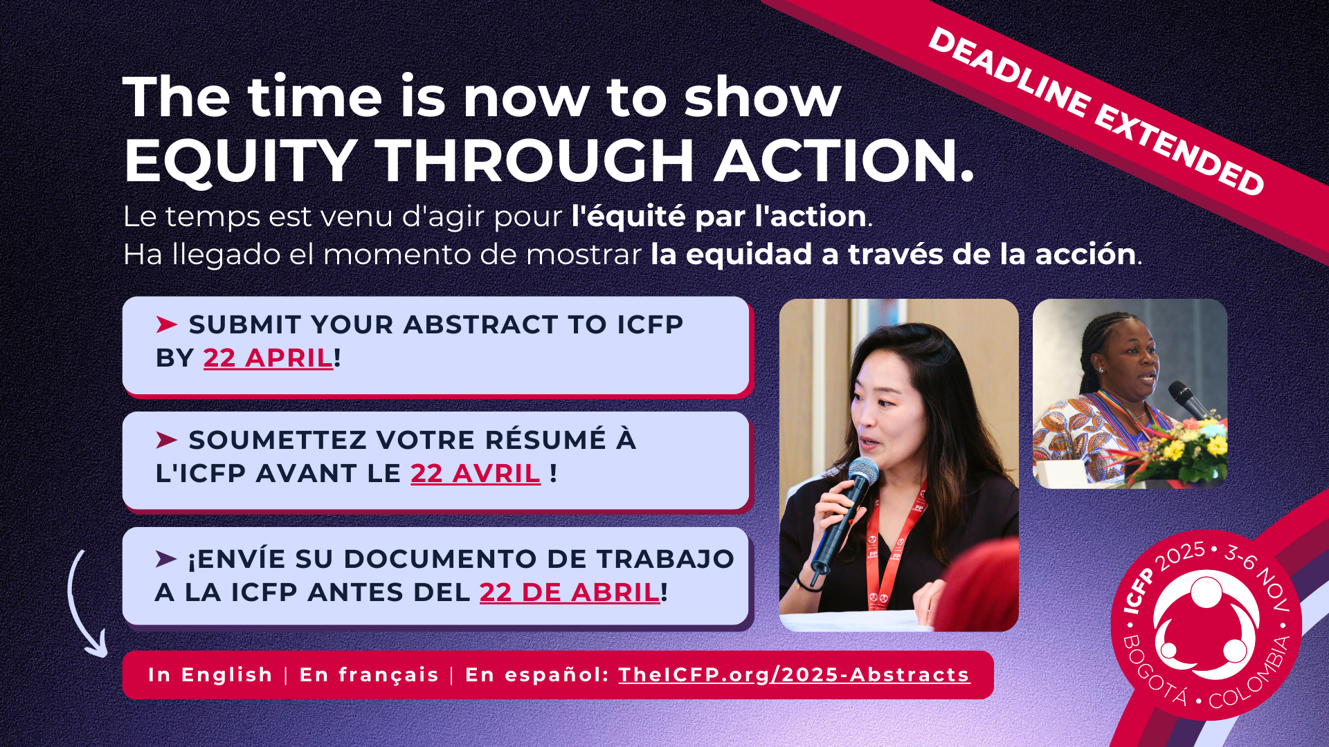 Vous l'avez demandé, nous le faisons : la date limite d'envoi des résumés est prolongée jusqu'au 22 avril